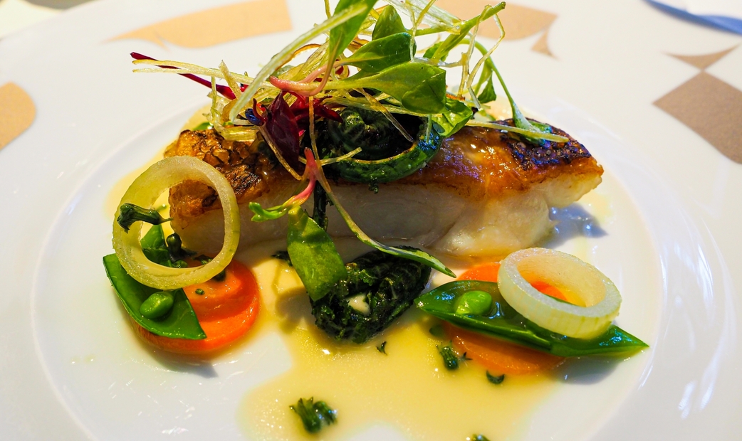 vegetables and white fish