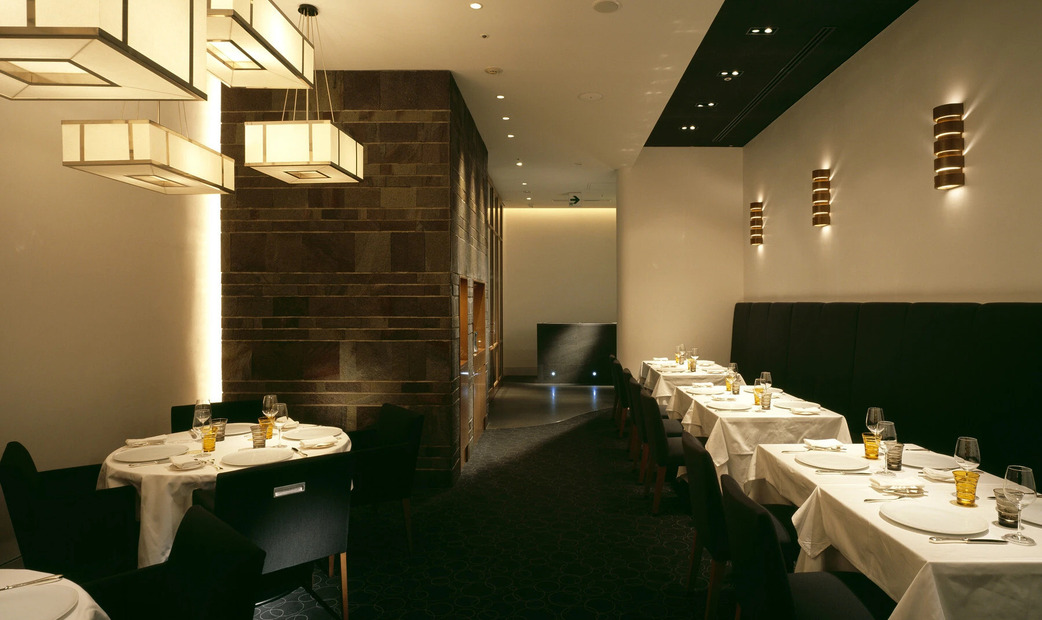 Inside a French restaurant