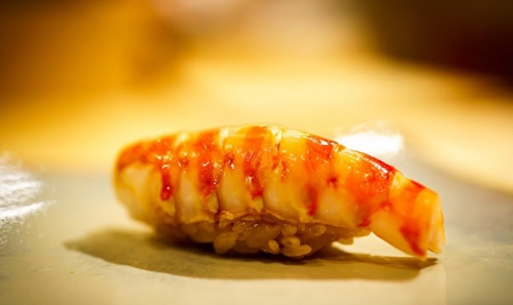 Shrimp sushi of Ginzaichibun