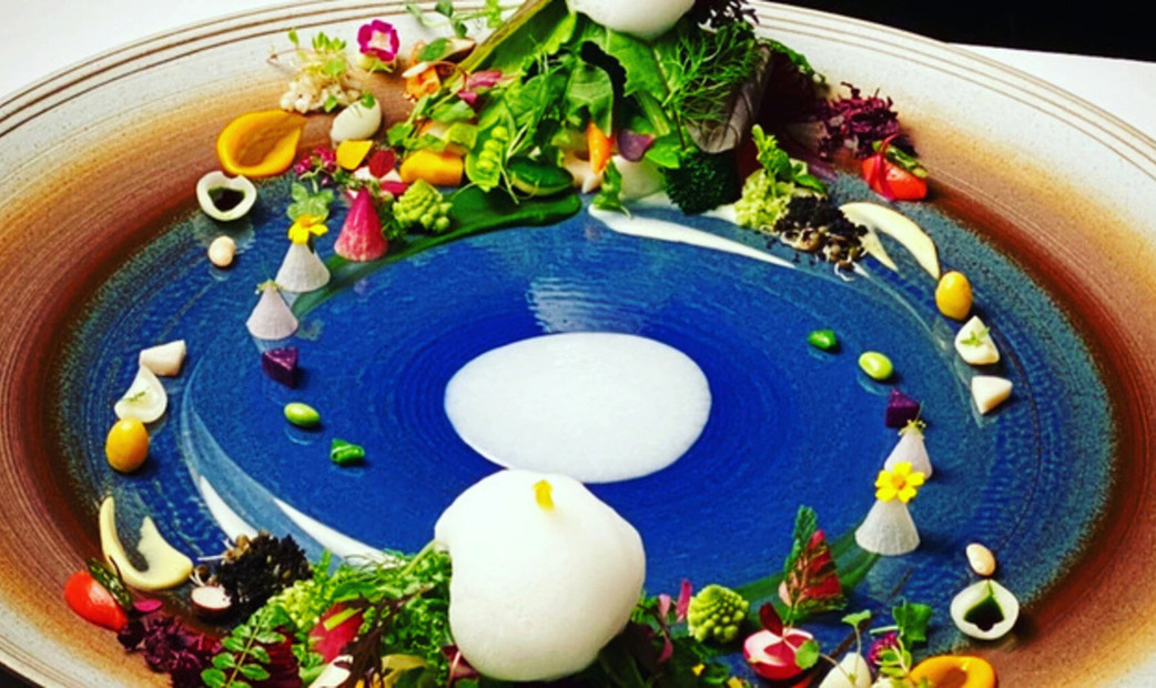 A colorful and innovative dish of HAJIME