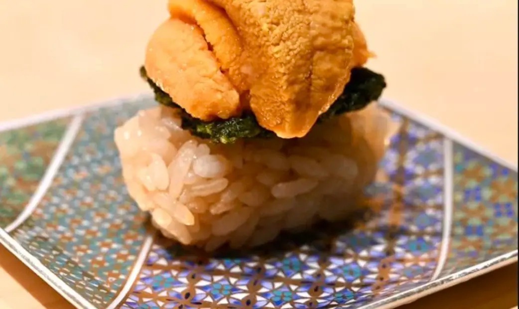 Sea urchin on a colorful plate